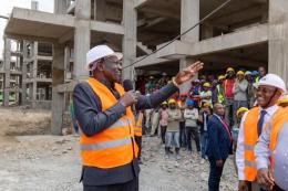 File image of President William Ruto inspecting the Affordable Housing project.
